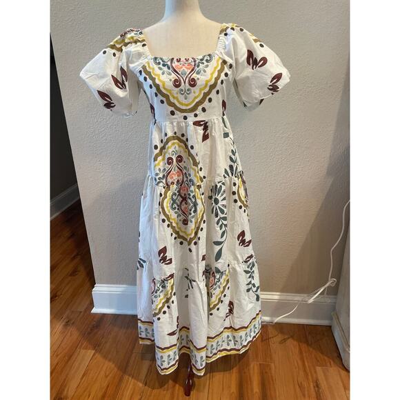 NWT MEADOW RHODES Balloon Sleeve Maxi Dress Sz Med - Picture 1 of 7